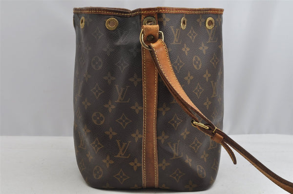 Authentic Louis Vuitton Monogram Petit Noe M42226 Drawstring Bag Junk 7846I