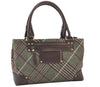 Authentic BURBERRY Check Shoulder Hand Bag Purse Wool Leather Green 7846J