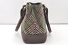 Authentic BURBERRY Check Shoulder Hand Bag Purse Wool Leather Green 7846J