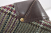 Authentic BURBERRY Check Shoulder Hand Bag Purse Wool Leather Green 7846J