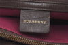 Authentic BURBERRY Check Shoulder Hand Bag Purse Wool Leather Green 7846J