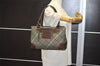 Authentic BURBERRY Check Shoulder Hand Bag Purse Wool Leather Green 7846J