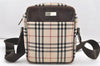 Authentic BURBERRY Nova Check Shoulder Cross Body Bag Nylon Leather Beige 7847J