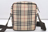 Authentic BURBERRY Nova Check Shoulder Cross Body Bag Nylon Leather Beige 7847J