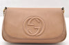 Authentic GUCCI SOHO Chain Shoulder Cross Body Bag Leather 536224 Beige 7849I