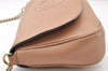 Authentic GUCCI SOHO Chain Shoulder Cross Body Bag Leather 536224 Beige 7849I