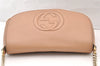 Authentic GUCCI SOHO Chain Shoulder Cross Body Bag Leather 536224 Beige 7849I