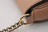 Authentic GUCCI SOHO Chain Shoulder Cross Body Bag Leather 536224 Beige 7849I