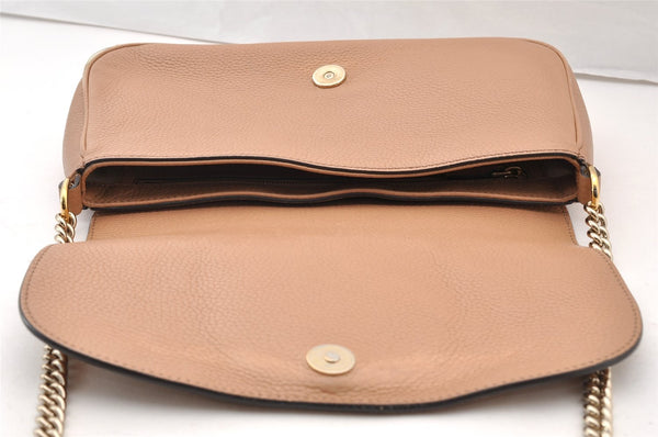 Authentic GUCCI SOHO Chain Shoulder Cross Body Bag Leather 536224 Beige 7849I