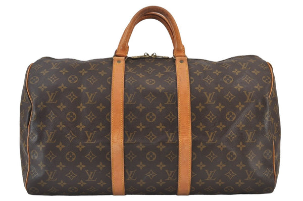 Authentic Louis Vuitton Monogram Keepall 50 Travel Boston Bag M41426 LV 7851J