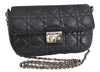 Authentic Christian Dior New Lock Cannage Leather Chain Shoulder Bag Black 7852I