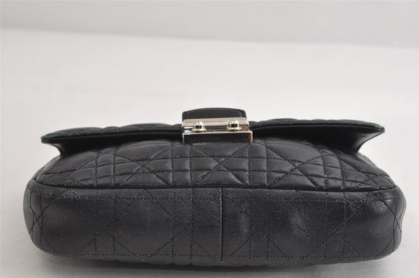 Authentic Christian Dior New Lock Cannage Leather Chain Shoulder Bag Black 7852I