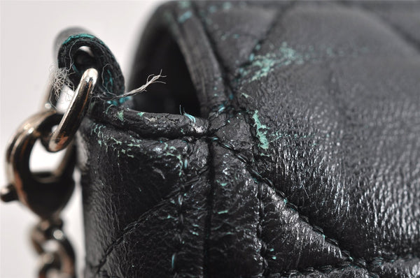 Authentic Christian Dior New Lock Cannage Leather Chain Shoulder Bag Black 7852I