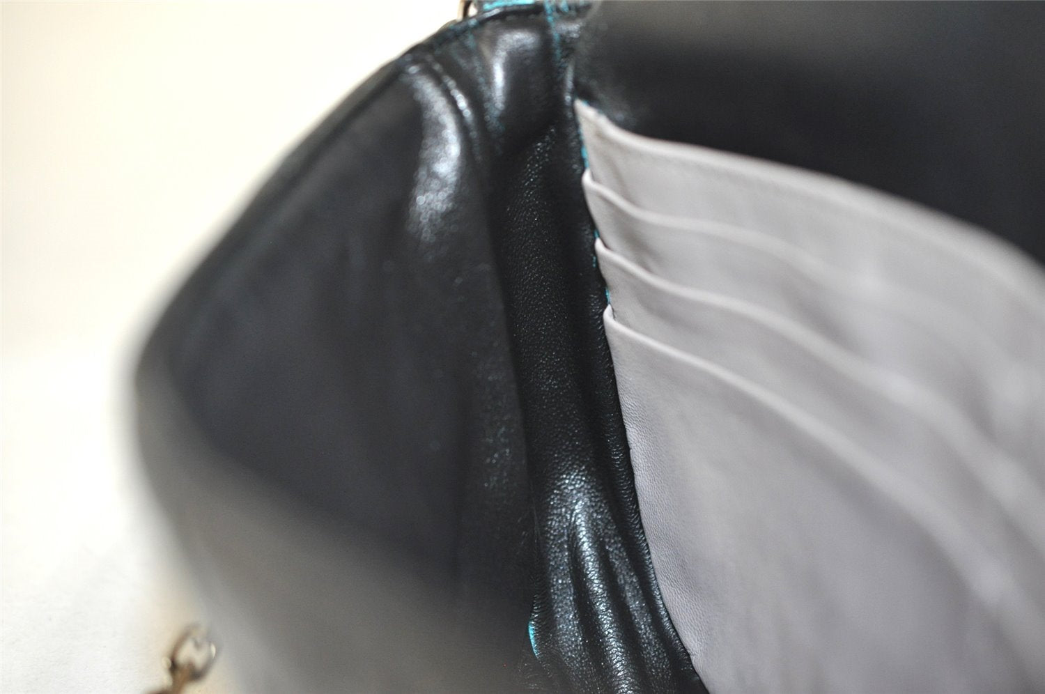 Authentic Christian Dior New Lock Cannage Leather Chain Shoulder Bag Black 7852I