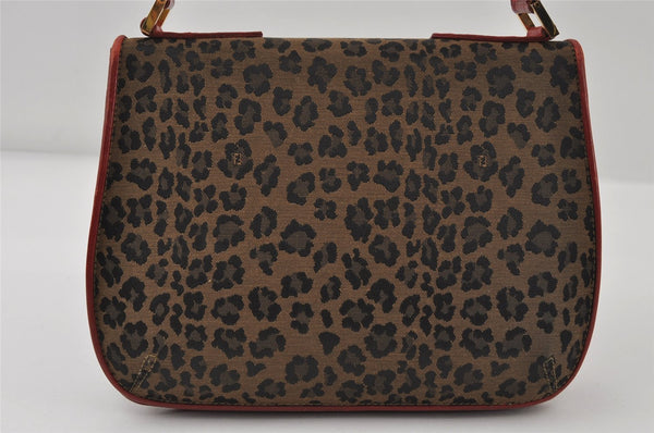 Authentic FENDI Leopard Pattern Shoulder Hand Bag Canvas Leather Brown 7853I