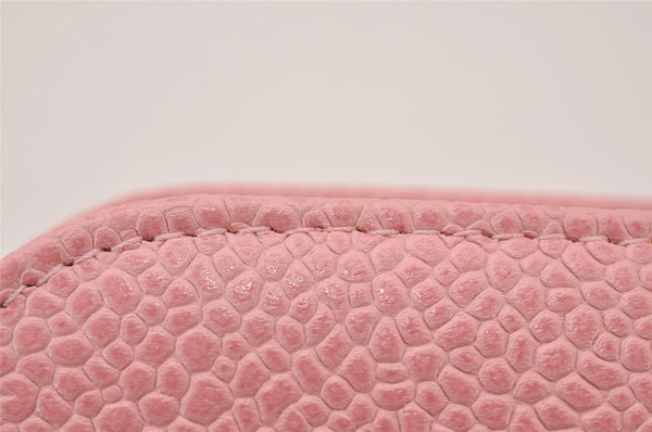 Authentic CHANEL Caviar Skin CC Logo Cosmetic Pouch Purse Pink Junk 7854I