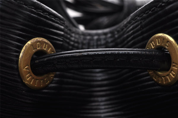 Authentic Louis Vuitton Epi Petit Noe Shoulder Drawstring Bag M59012 Black 7855I