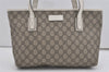 Authentic GUCCI Vintage Shoulder Hand Tote Bag GG PVC Leather 211138 Brown 7856I