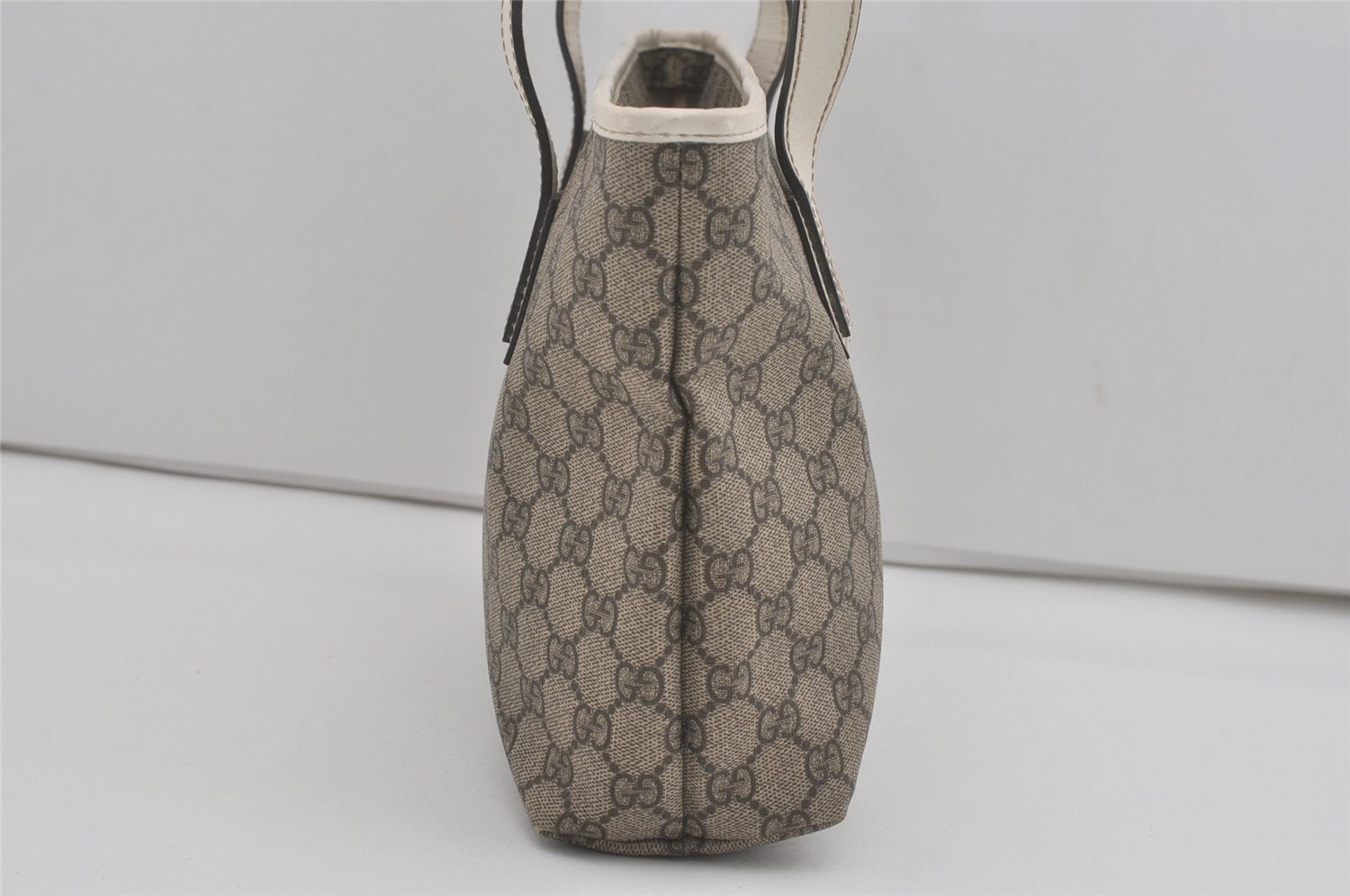 Authentic GUCCI Vintage Shoulder Hand Tote Bag GG PVC Leather 211138 Brown 7856I