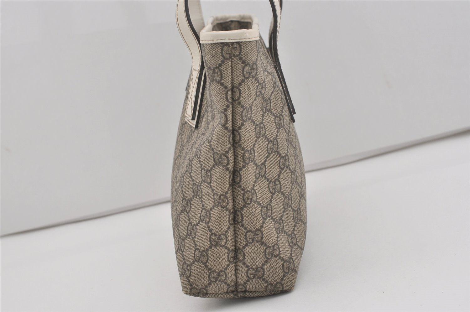 Authentic GUCCI Vintage Shoulder Hand Tote Bag GG PVC Leather 211138 Brown 7856I