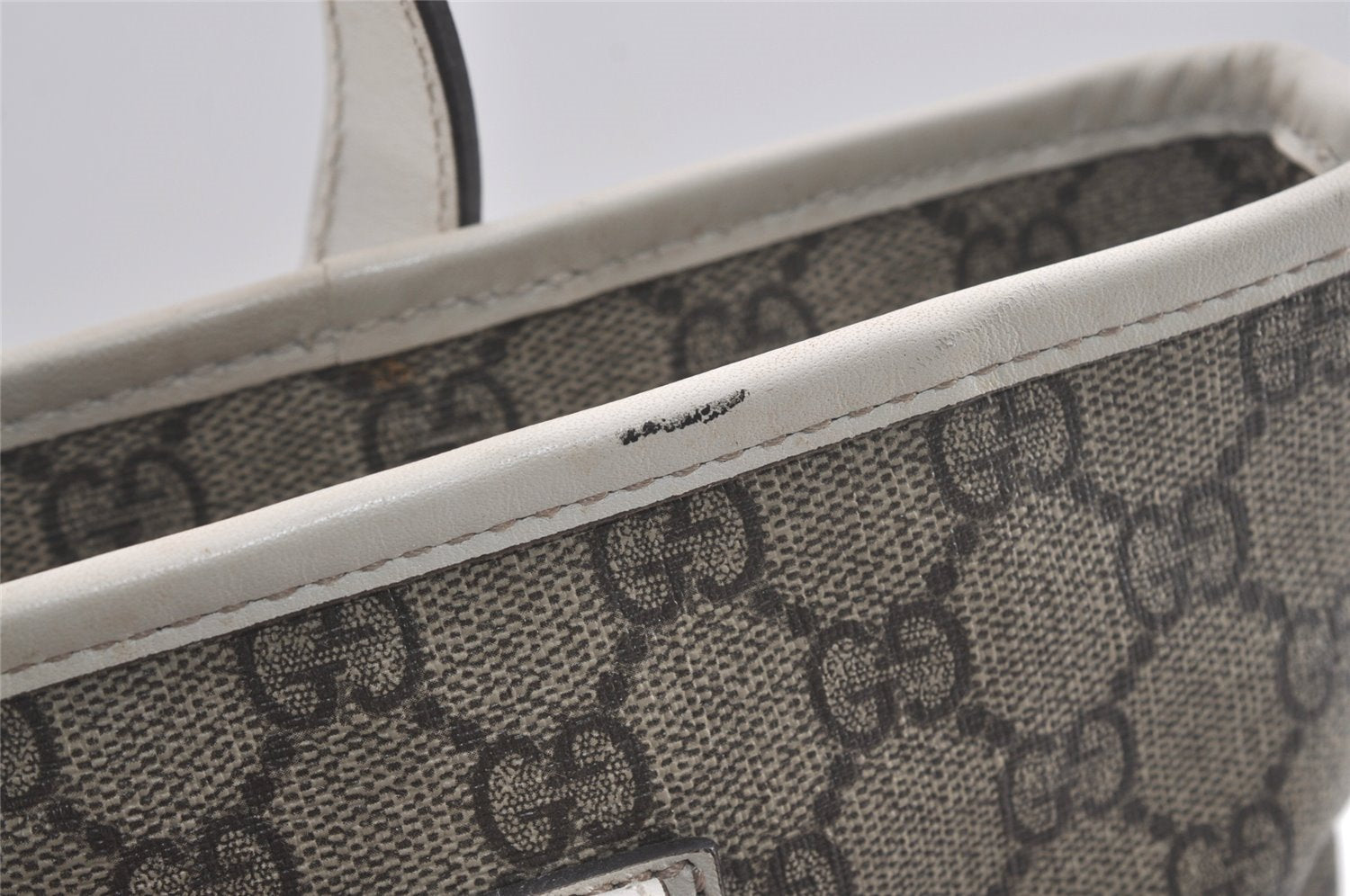 Authentic GUCCI Vintage Shoulder Hand Tote Bag GG PVC Leather 211138 Brown 7856I