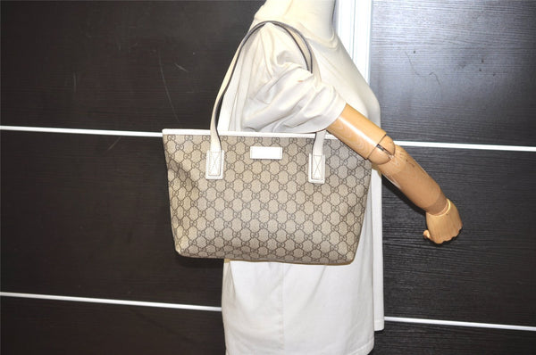 Authentic GUCCI Vintage Shoulder Hand Tote Bag GG PVC Leather 211138 Brown 7856I