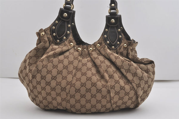 Authentic GUCCI Vintage Shoulder Tote Bag GG Canvas Leather 203624 Brown 7857I
