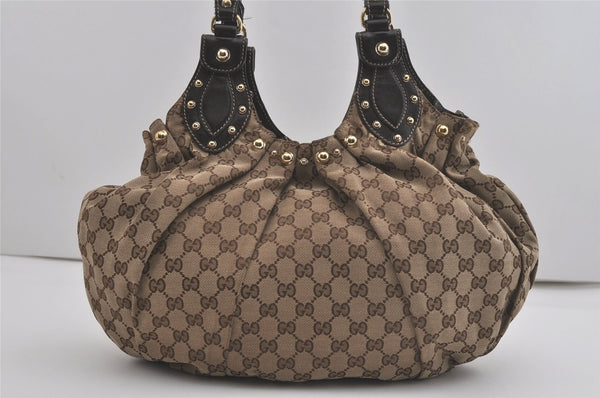 Authentic GUCCI Vintage Shoulder Tote Bag GG Canvas Leather 203624 Brown 7857I