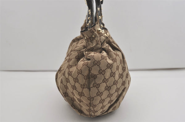 Authentic GUCCI Vintage Shoulder Tote Bag GG Canvas Leather 203624 Brown 7857I