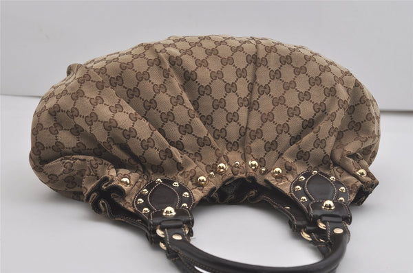 Authentic GUCCI Vintage Shoulder Tote Bag GG Canvas Leather 203624 Brown 7857I
