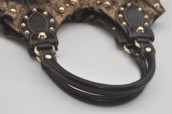 Authentic GUCCI Vintage Shoulder Tote Bag GG Canvas Leather 203624 Brown 7857I