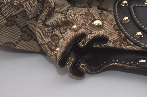 Authentic GUCCI Vintage Shoulder Tote Bag GG Canvas Leather 203624 Brown 7857I