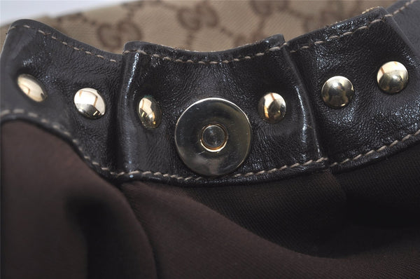 Authentic GUCCI Vintage Shoulder Tote Bag GG Canvas Leather 203624 Brown 7857I