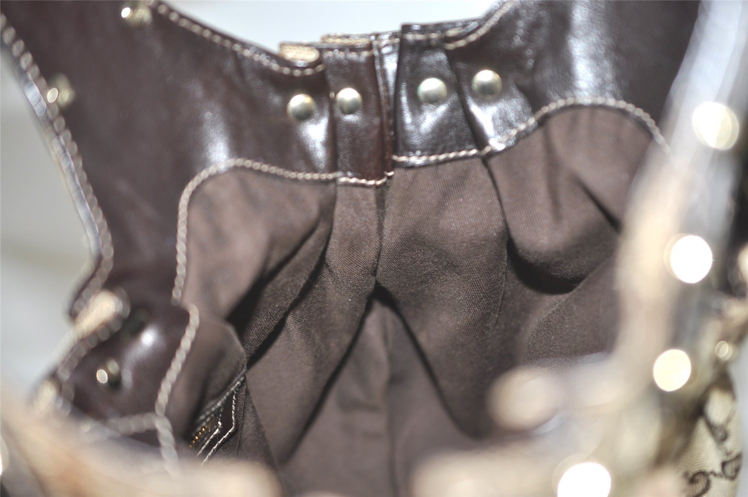 Authentic GUCCI Vintage Shoulder Tote Bag GG Canvas Leather 203624 Brown 7857I