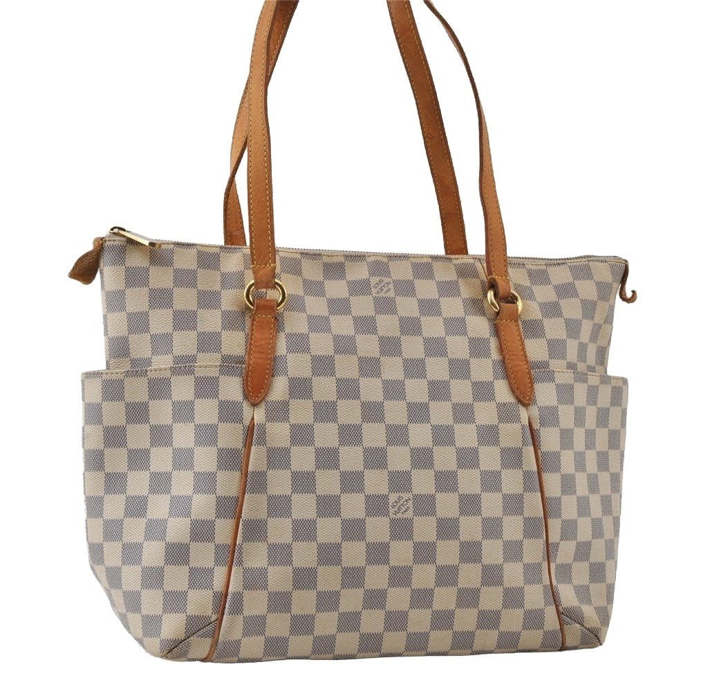 Authentic Louis Vuitton Damier Azur Totally MM Tote Bag N51262 LV 7859I