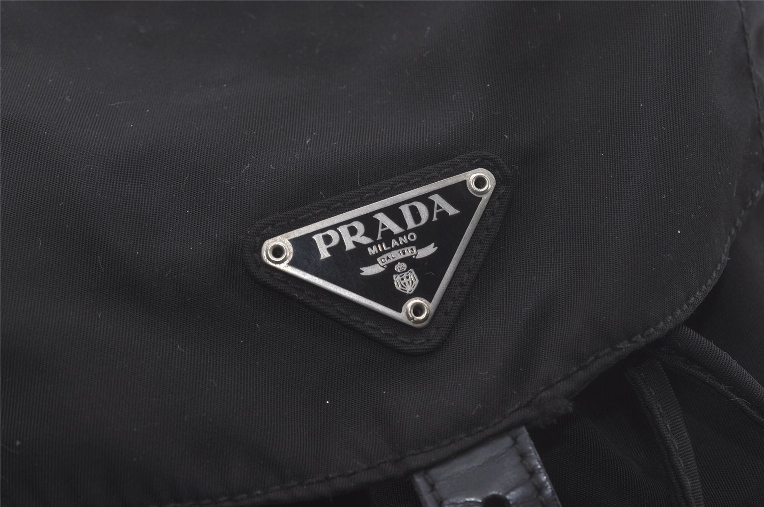 Authentic PRADA Vintage Nylon Tessuto Leather Backpack Black 7861I