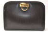 Authentic Salvatore Ferragamo Gancini Leather Chain Shoulder Bag Brown 7862I