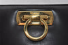 Authentic Salvatore Ferragamo Gancini Leather Chain Shoulder Bag Brown 7862I