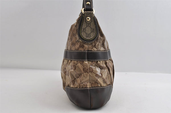 Authentic GUCCI GG Crystal Shoulder Tote Bag PVC Leather 223965 Brown 7864I
