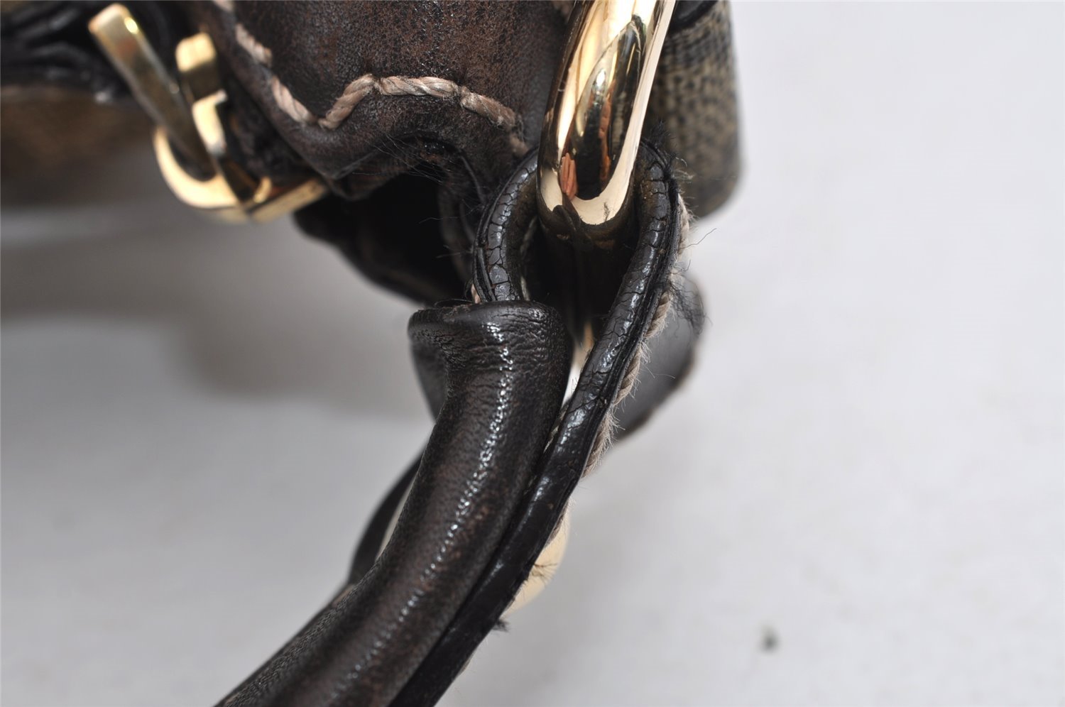 Authentic GUCCI GG Crystal Shoulder Tote Bag PVC Leather 223965 Brown 7864I