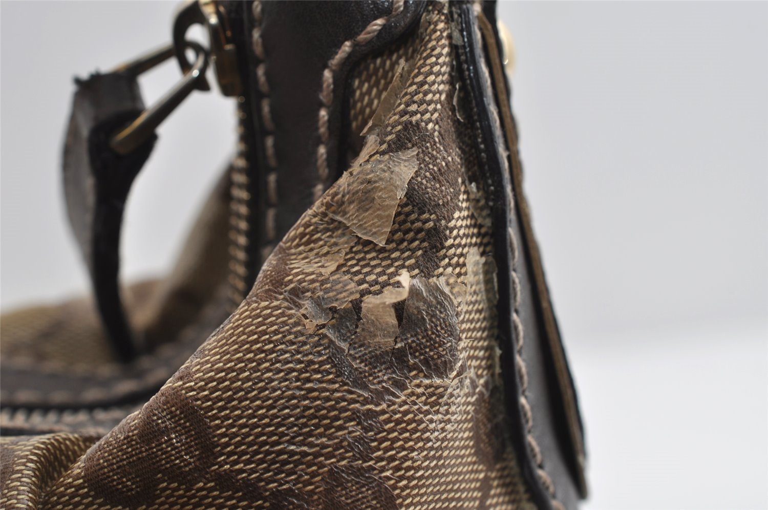 Authentic GUCCI GG Crystal Shoulder Tote Bag PVC Leather 223965 Brown 7864I