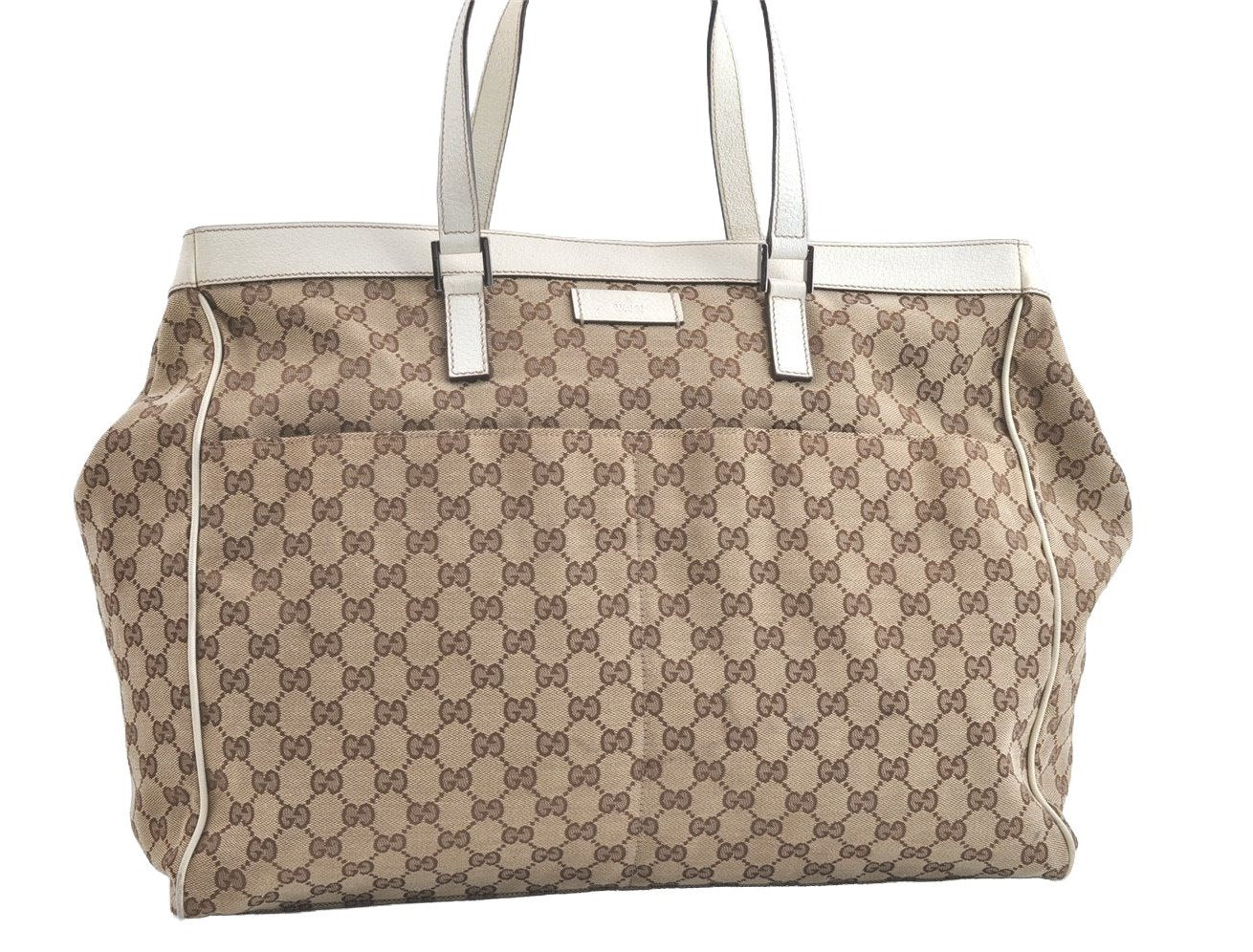 Authentic GUCCI Vintage Shoulder Tote Bag GG Canvas Leather 153213 Brown 7866J