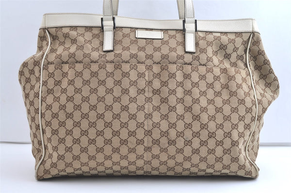 Authentic GUCCI Vintage Shoulder Tote Bag GG Canvas Leather 153213 Brown 7866J