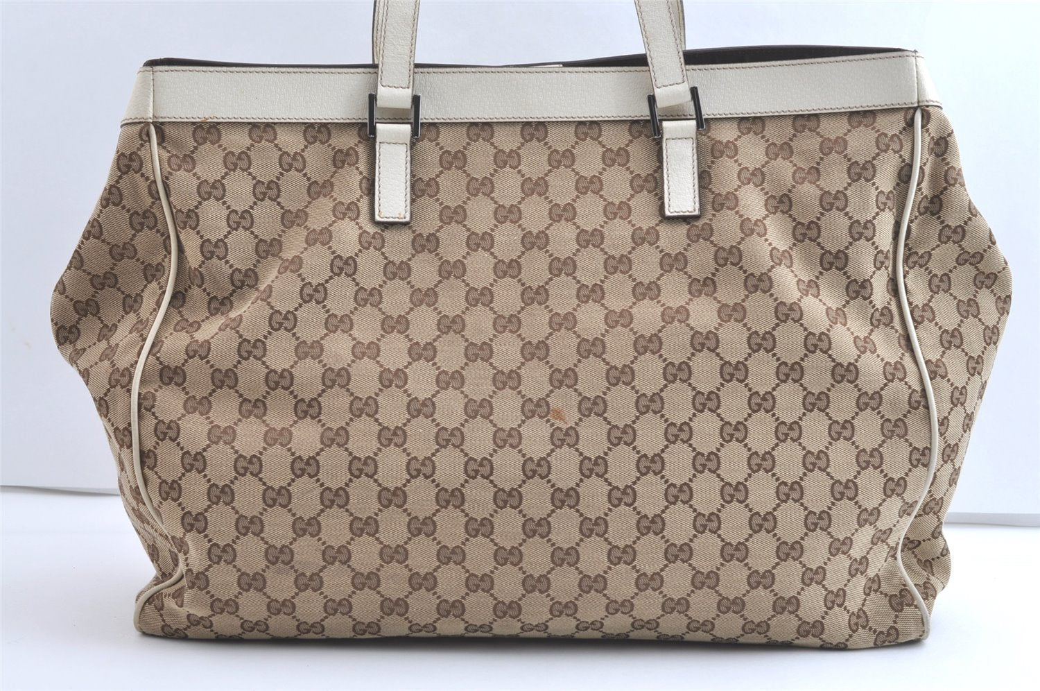 Authentic GUCCI Vintage Shoulder Tote Bag GG Canvas Leather 153213 Brown 7866J