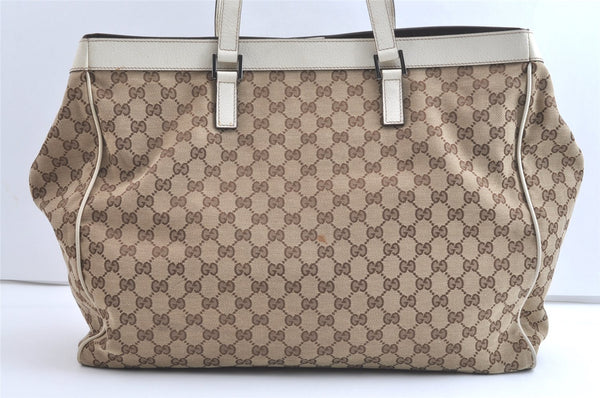 Authentic GUCCI Vintage Shoulder Tote Bag GG Canvas Leather 153213 Brown 7866J