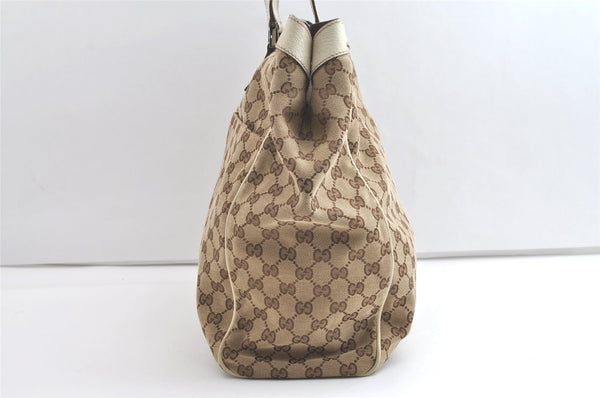 Authentic GUCCI Vintage Shoulder Tote Bag GG Canvas Leather 153213 Brown 7866J