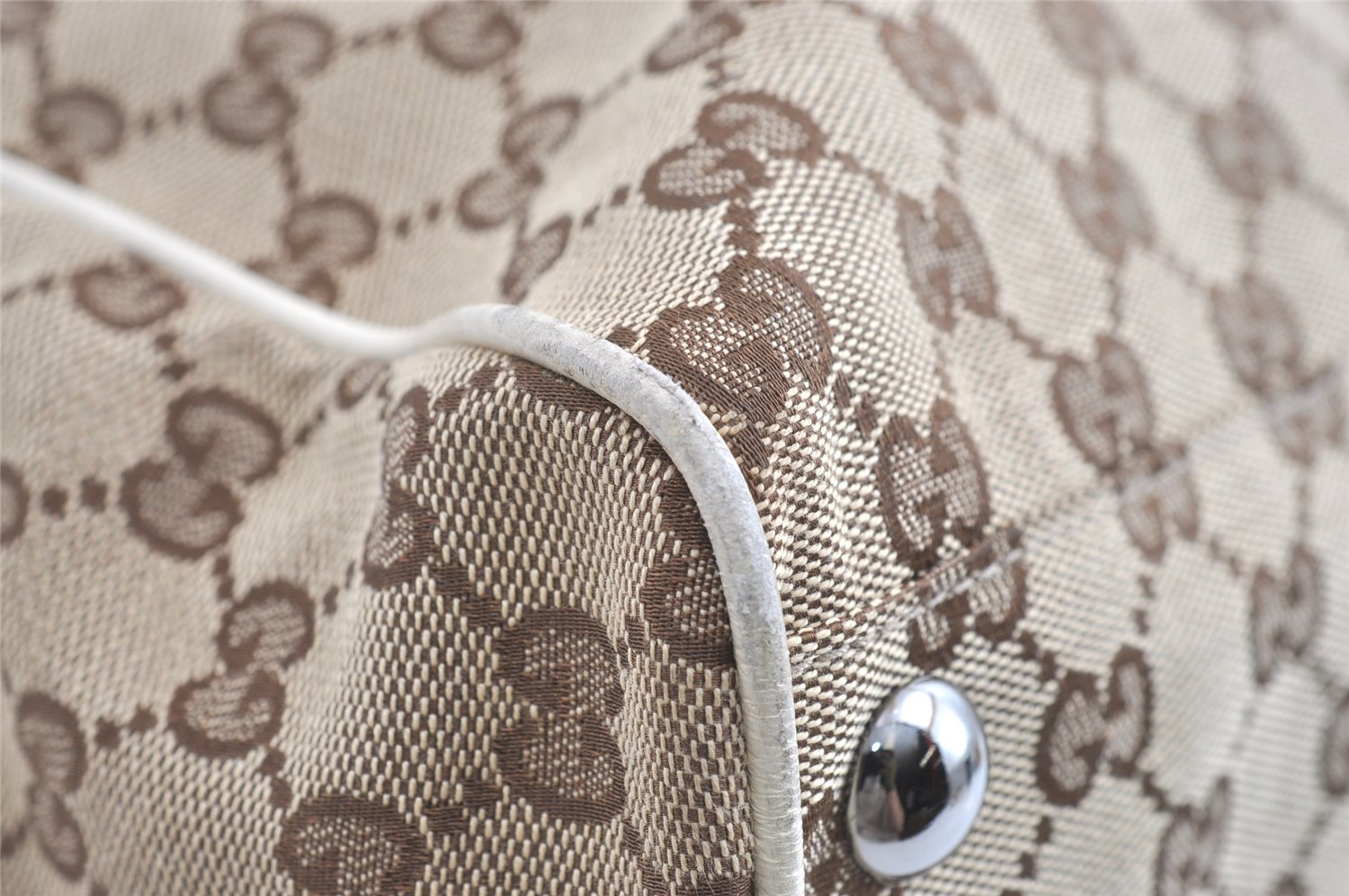 Authentic GUCCI Vintage Shoulder Tote Bag GG Canvas Leather 153213 Brown 7866J