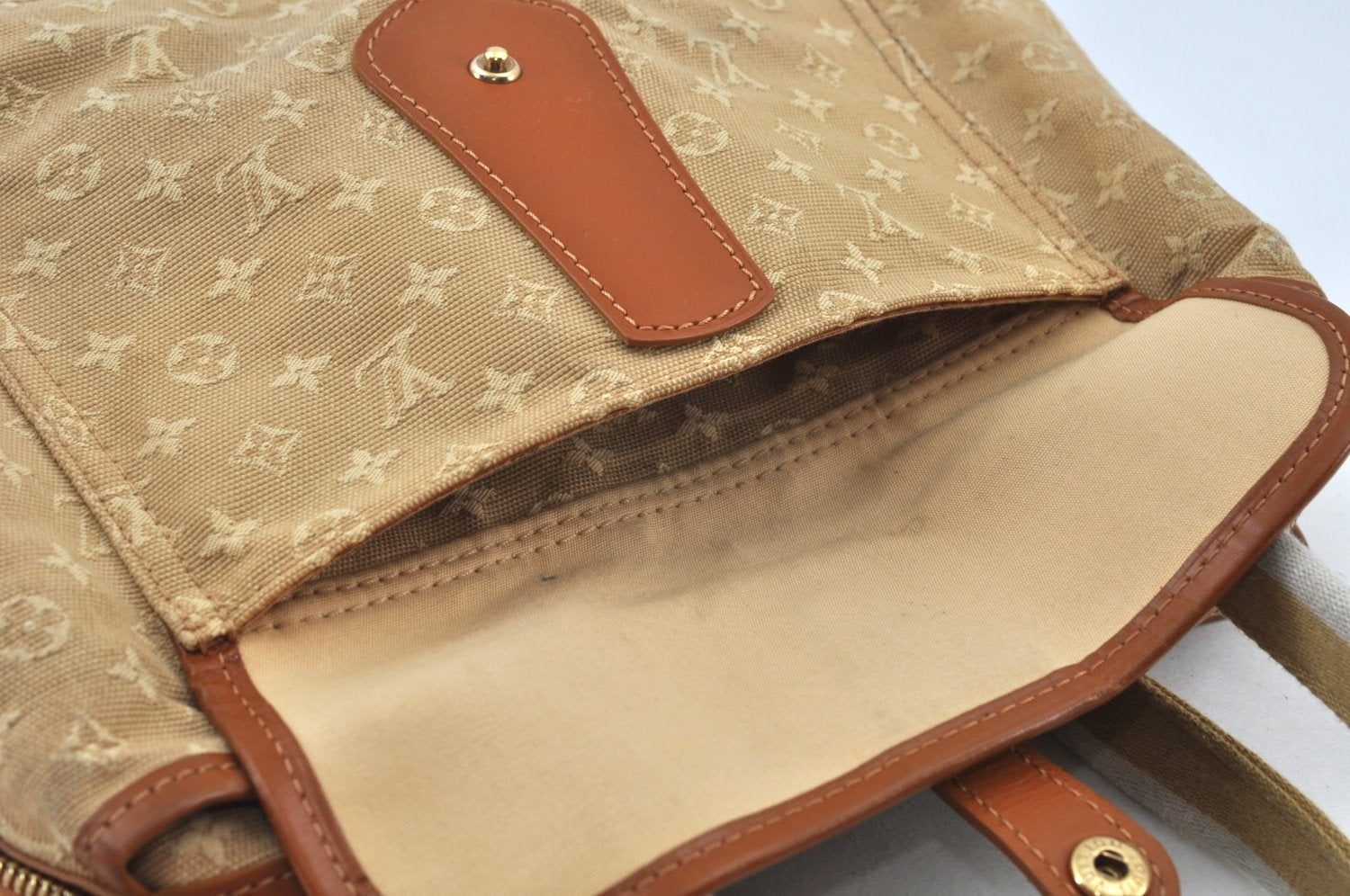 Auth Louis Vuitton Monogram Mini Sac Marie Kate Hand Bag Beige M92505 LV 7867F