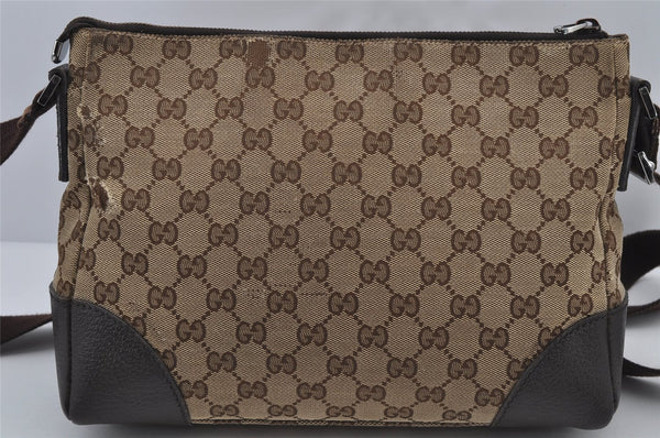 Authentic GUCCI Shoulder Cross Body Bag GG Canvas Leather 114273 Brown 7867J