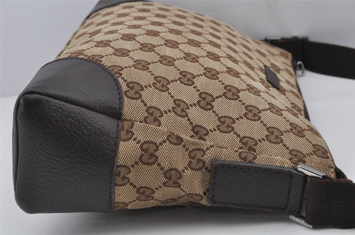 Authentic GUCCI Shoulder Cross Body Bag GG Canvas Leather 114273 Brown 7867J